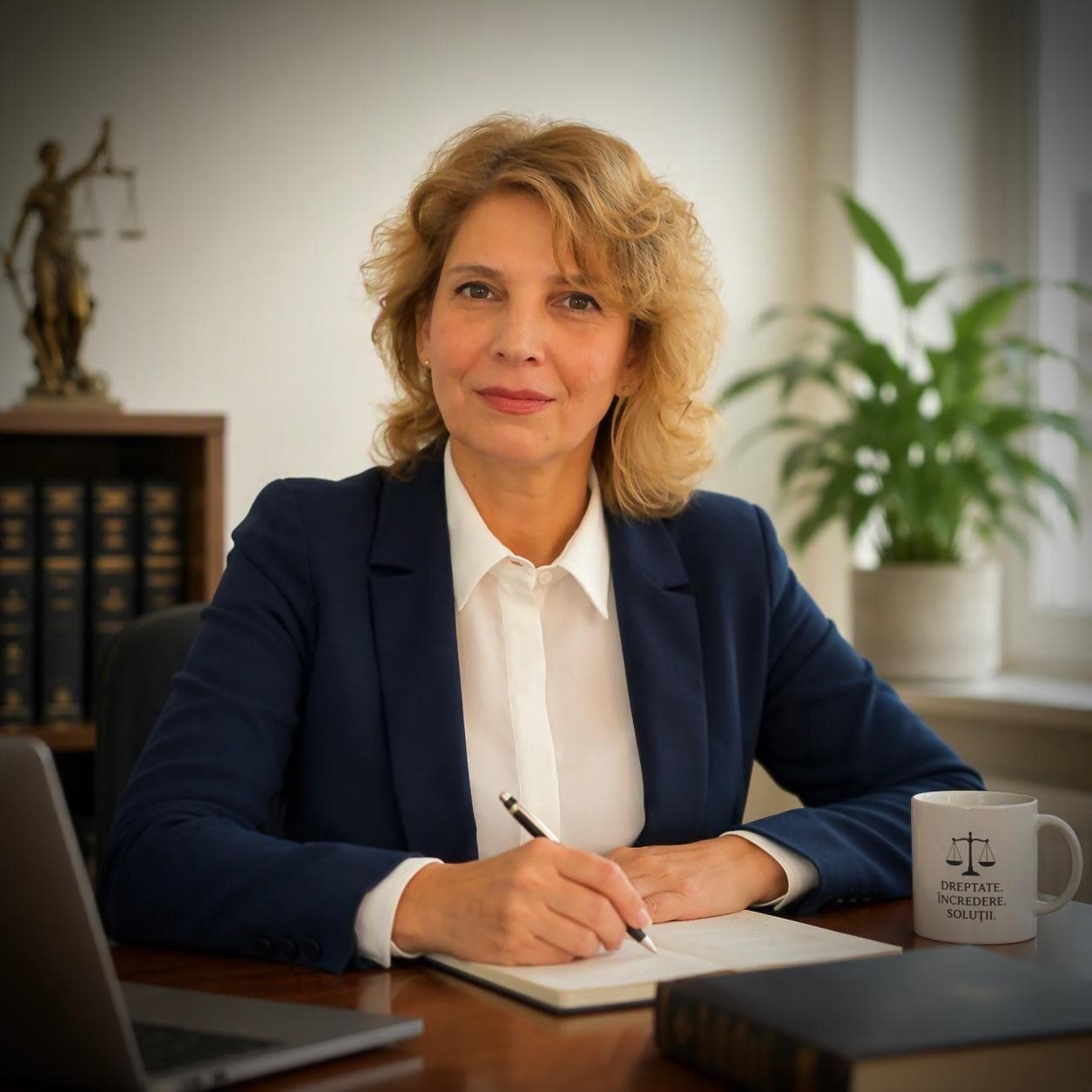 Conf. univ. dr. Simona Petrina Gavrilă, avocat în Baroul Brașov, la biroul său